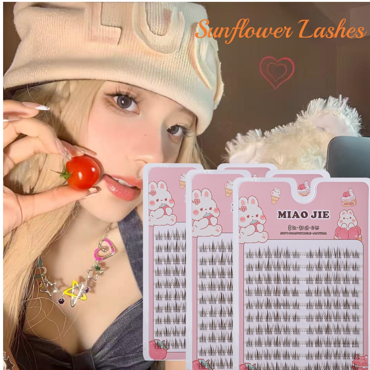 Eyelash Extension In Chinese - MIAOJIE brun tournesol faux cils noir