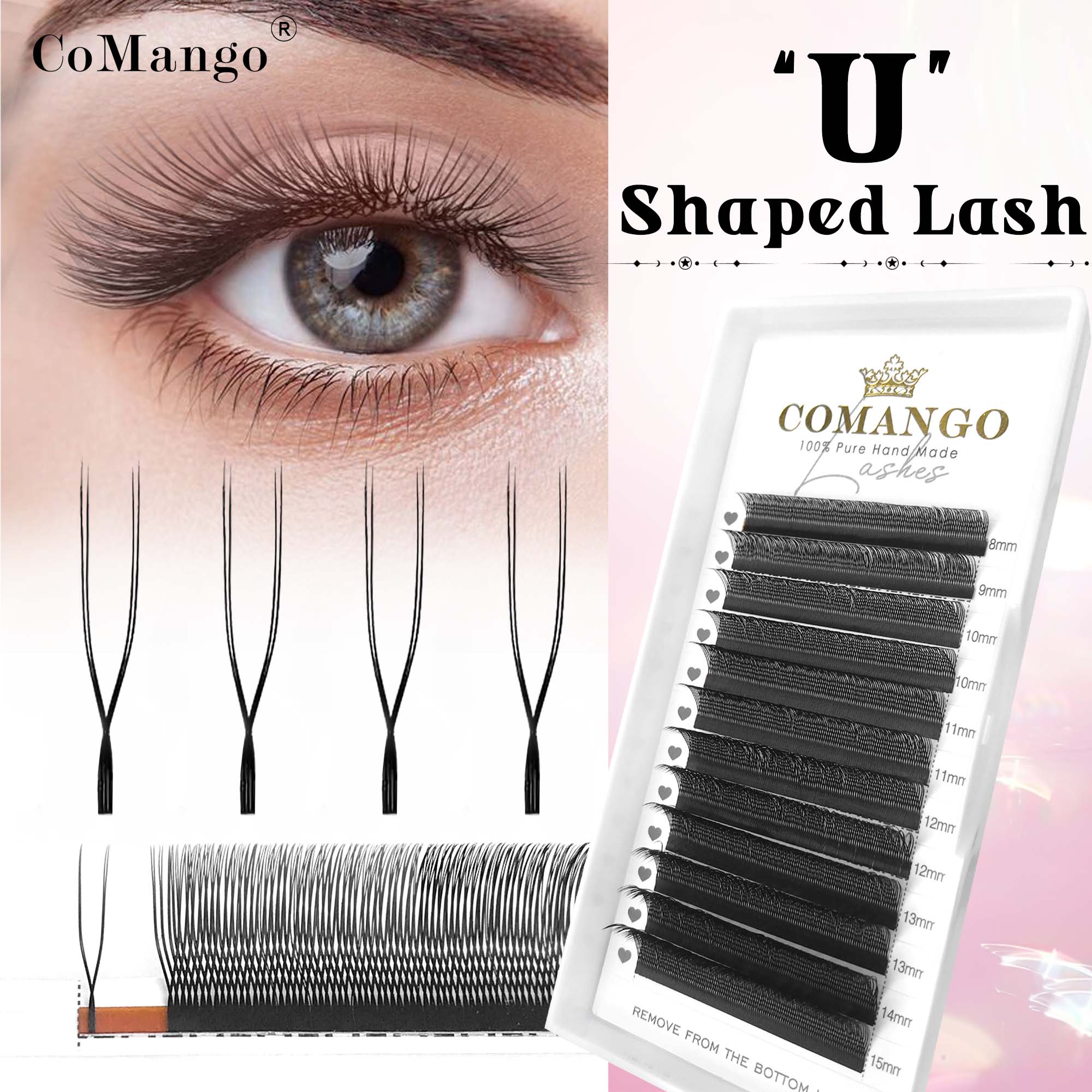 Eyelash Extension Volume Styles - CoMango Cils parallèles en forme de